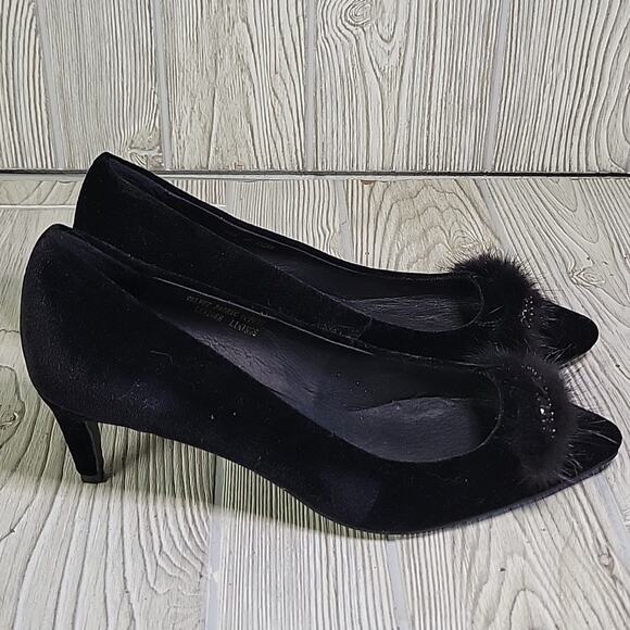Raphael Sarti Black Velvet Shelly Heels Womens Size 39 US 8.5-9 NEW - Picture 2 of 13